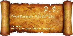 Pfefferman Vitális névjegykártya